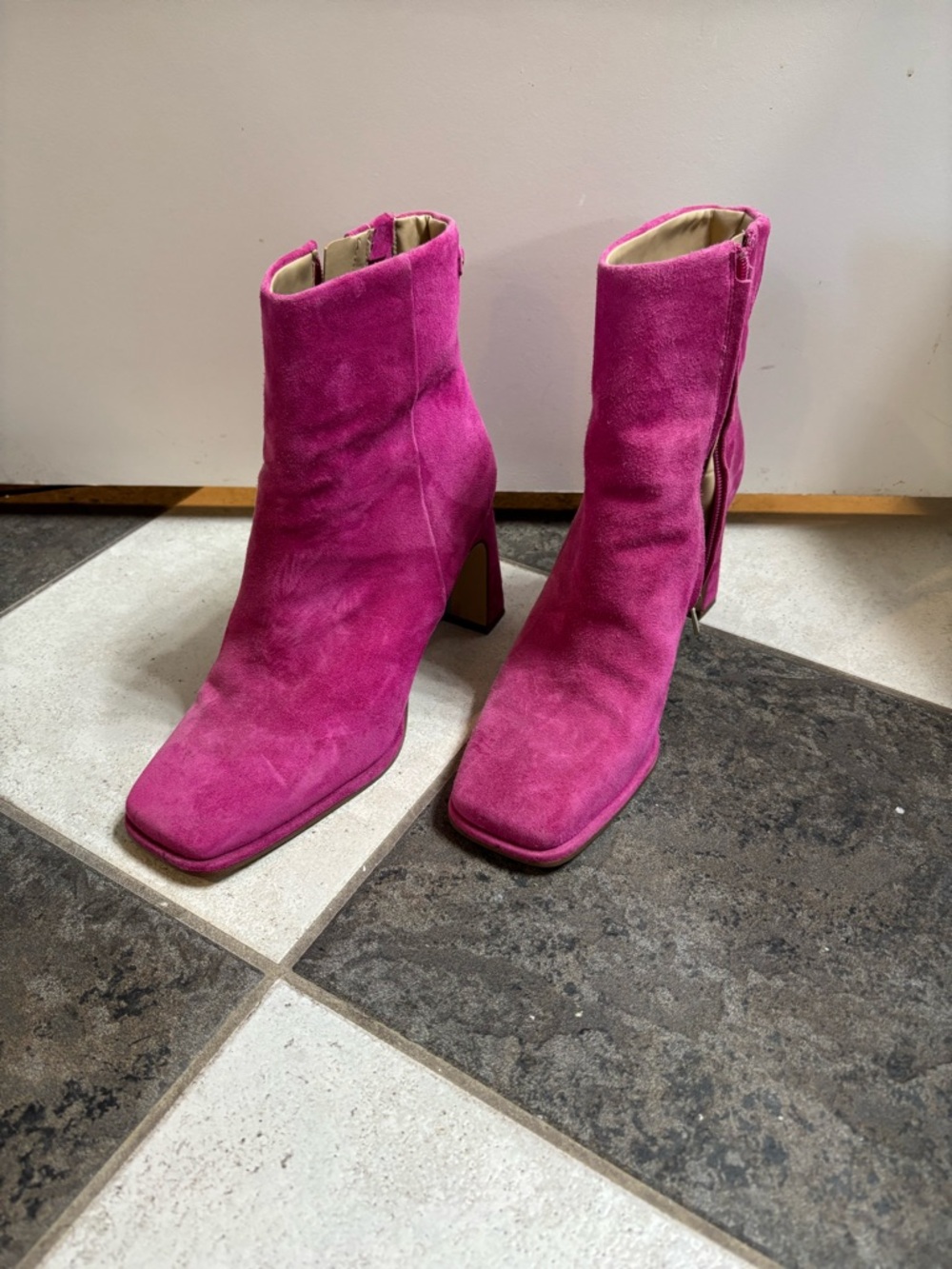 Sam Edelman Fuchsia Pink Suede Ankle Boots